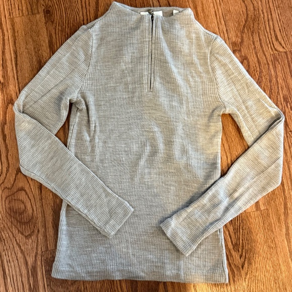 Vince Ribbed Half-Zip Mock Neck Pullover Sweater Top Wool Blend S - Picture 6 of 8